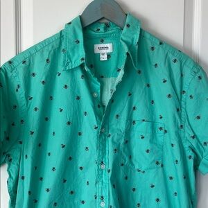 Sonoma Men's Teal Bee Print Button Down Shirt